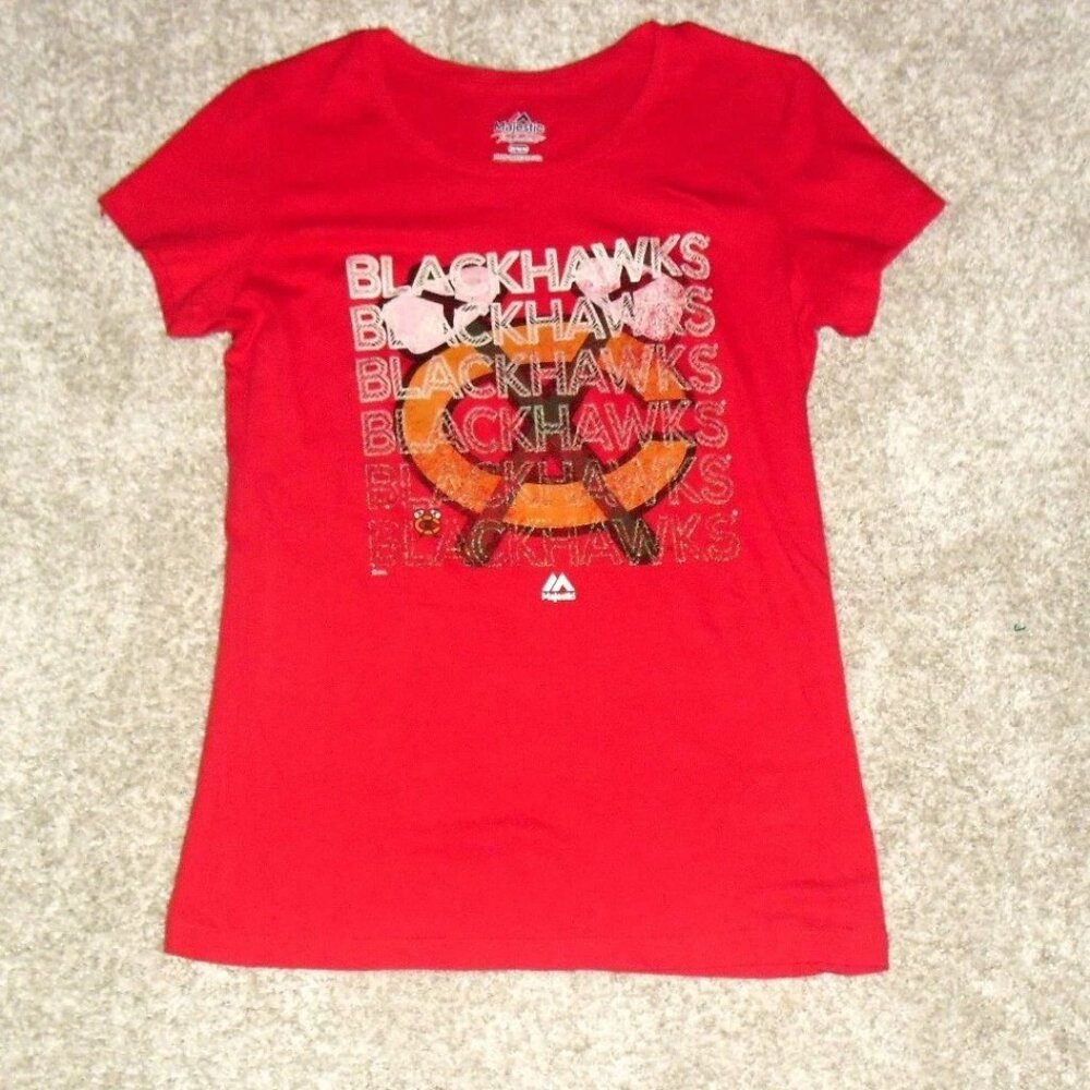 Chicago Blackhawks Womens Majestic Red T-Shirt Top sz. Medium New Nhl Hockey